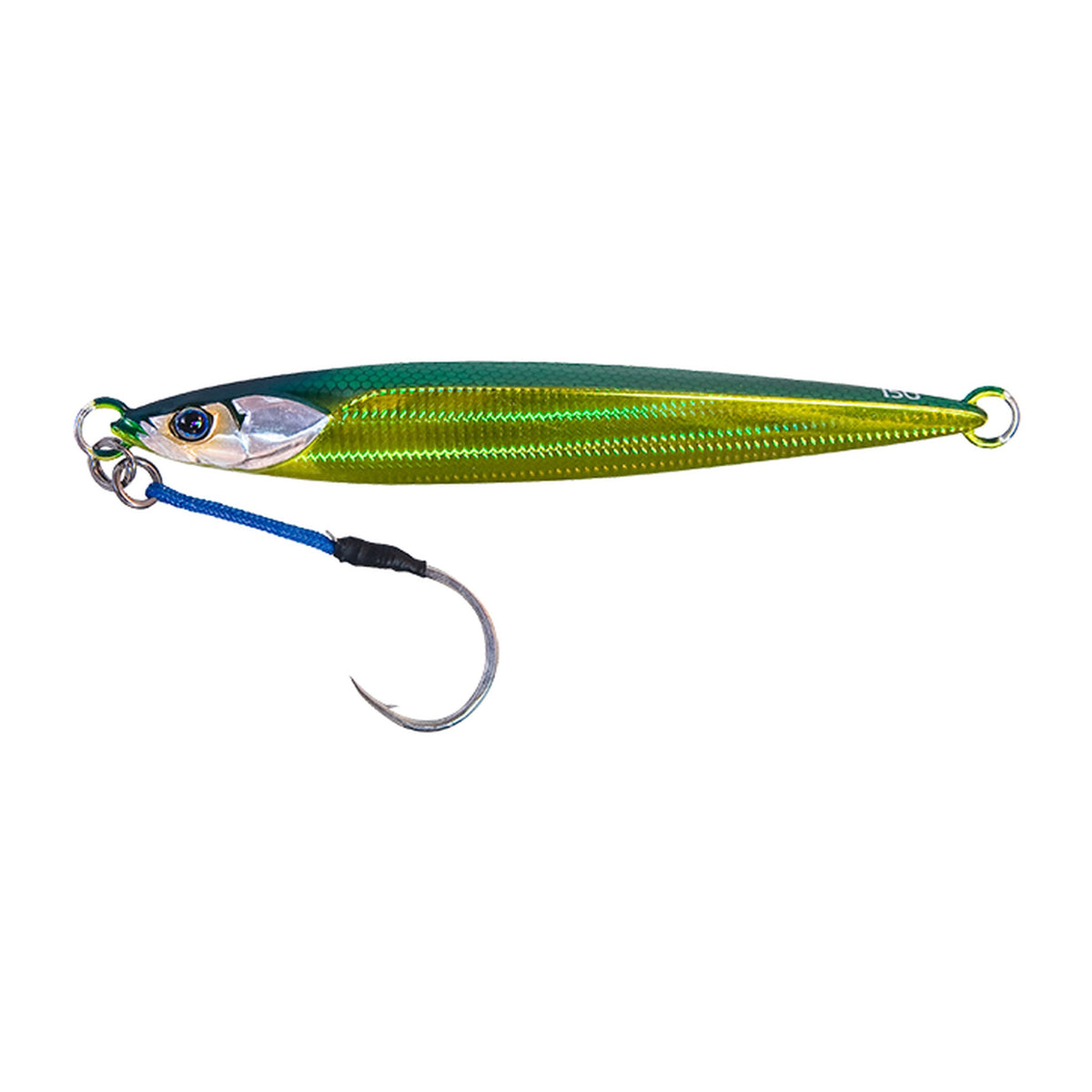 Jackall BamBluz Jig Short in Green-Gold/Slim Border Holo — official product photo