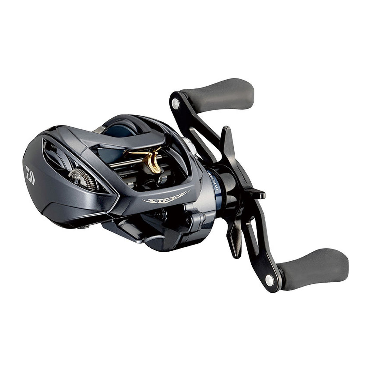 Daiwa STEEZ A TW HLC 7.1L baitcasting reel on white background