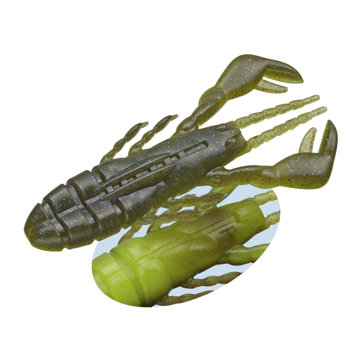 Evergreen Claw Motion 3 in #122 Green Pumpkin Blue/Chartreuse — official Evergreen product photo
