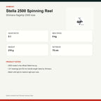 Shimano Stella 2500 specs card