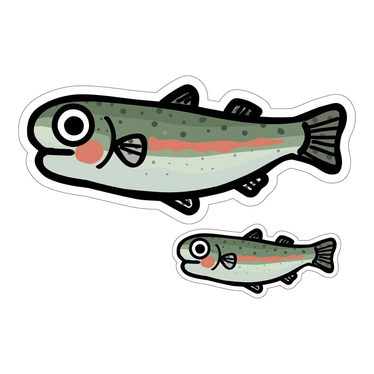 Hisao Design Chibi Trout Sticker (Large & Small Set)