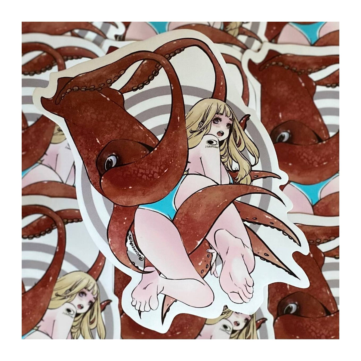 Fish Art Sticker - Swordtip Squid