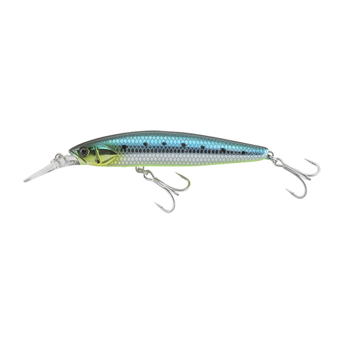 Jackall Big Backer Wangan Minnow 128S-LB in Uroko HL Chartreuse Belly Iwashi — official Jackall product photo