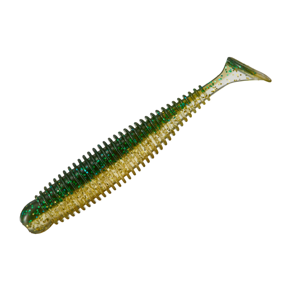 Major Craft Rock Liver Magic Shad in #008 Green Gold — official product photo