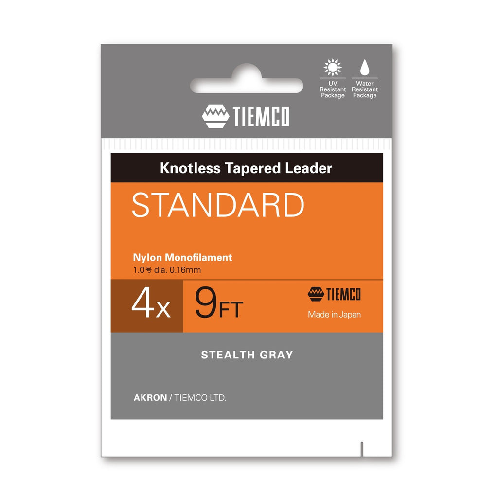 Tiemco Standard Leader package, Stealth Gray knotless tapered nylon leader